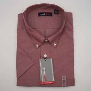 Roundtree & Yorke TravelSmart Men's Short-Sleeve Shirt 3XT Red Solid EZ Care NWT
