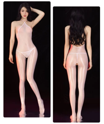 Mujeres Transparente Brillante Body Mono Cuerpo Completo Medias Entrepierna #6435 Foto 1 de 4