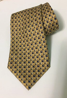 Corbata Oscar Dela Renta dorada a cuadros/geométrica para hombre Foto 1 de 4