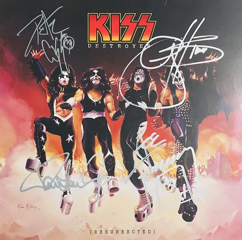 KISS Signed Album Ace Frehley Stanley  Criss Simmons Autographed Vinyl Destroyer Cover