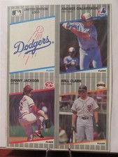 BTM33 1989 FLEER BOX BOTTOM 4 CARD PANEL DODGERS GALARAGA JACKSON CLARK