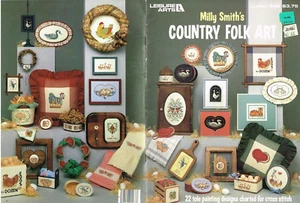 Milly Smith Country Folk Art Cross Stitch Pattern 1983 Vintage Roosters Geese - Picture 1 of 2