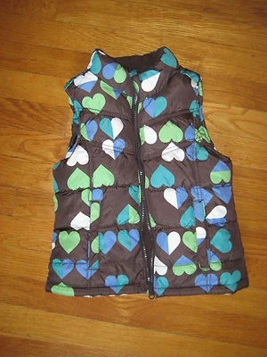 Old Navy PUFFER HEART VEST brown purple white S 6 7 coat jacket valentines day - Image 1 of 3