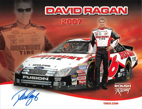 SIGNED!!  2007 DAVID RAGAN #6 DISCOUNT TIRE / ROUSH BUSCH SERIES NASCAR POSTCARD Cover