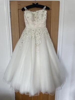 Justin Alexander tea length wedding dress 8465 size UK 12 ivory - Image 1 of 4