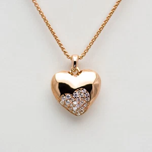 Collar de cadena de corazón colgante corazón único Heartshapes circonita 925/- chapado en oro rosa - Imagen 1 de 3
