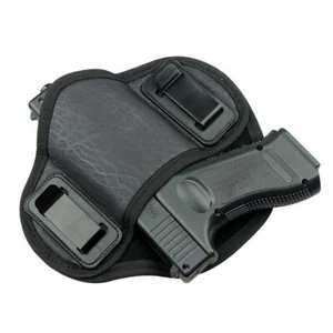 IWB Tactical Dual Clip Soft Pancake Concealed Carry Pistol Leather Belt Holster - Picture 1 of 8