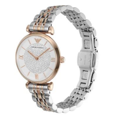 NEW GENUINE EMPORIO ARMANI GIANNI T-BAR AR1926 GOLD & SILVER TONE WOMEN'S WATCH - image 1 of 4