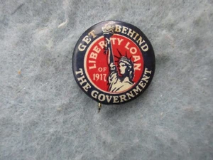 WWI Liberty Loan Liberty Bell Celluloid Button Pin Variation 1917 Marked PB WW1 - Picture 1 of 4