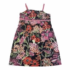 Vintage Lilly Pulitzer Dress Black Floral Market Print Girls 16 
