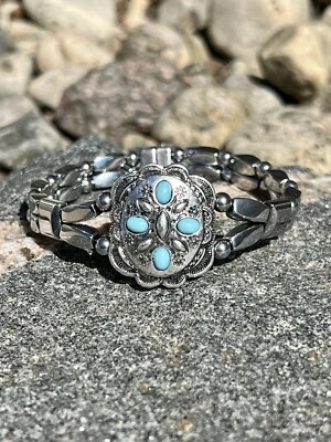 Magnetic Therapy Silver Hematite Western Bracelet Anklet w Slider - Image 1 of 4