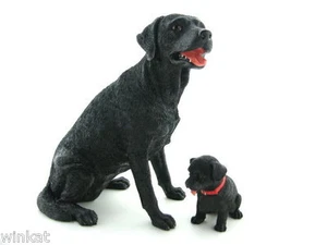 Black Labrador Retriever Mother and Puppy Dog Figurine Set of 2. - Picture 1 of 2