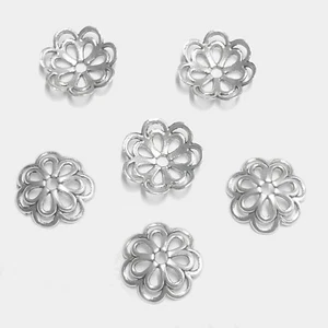 Perlenkappen Blume 14 mm Farbe Silber Antik 40 Perlen Spacer nenad-design AN299 - Bild 1 von 12
