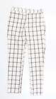 Stradavarius Womens White Check Cotton Sweatpants Trousers Size 10 L25 in Regula
