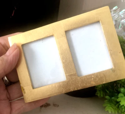 MARCO FETCO FOTO 4,5 X 3" HOJA DE ORO de colección caballete trasero MADERA para 2X3 Foto 1 de 4