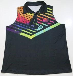 4XL Black Polo Shirt Sleeveless Polyester Golf Top Swing Swear Repeat Woman 1253 - Picture 1 of 7