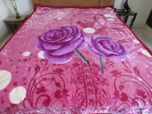 Thick Mink Blanket Super Soft Single Size Woollen Stuff heavy Floral print FS! - Picture 1 of 3