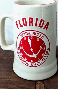 Herzfeld's Inc. Florida House Rules No Drinking Until After 5 Beer Mug Stein - Picture 1 of 6