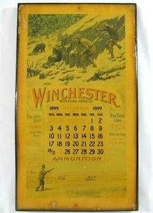 WINCHESTER Circa 60's A.B. Frost December 1899 Calendar Wood Plaque 17" by 10" - Picture 1 of 11