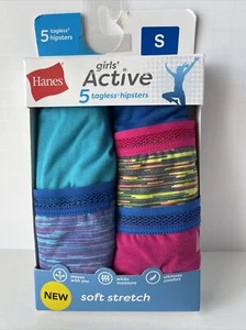 Hanes Active Girls Hipsters Size Small Underwear 5pk Stretch Tagless - Picture 1 of 3