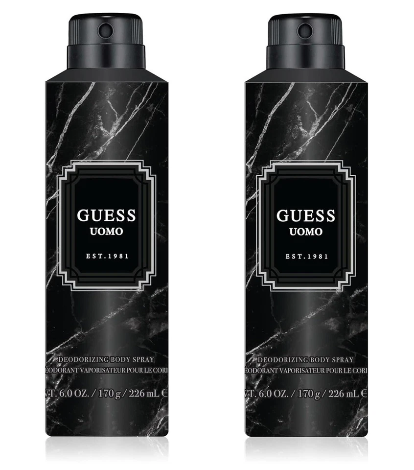 *PACK OF 2* GUESS UOMO for Men Deodorizing Body Spray 6.0 oz 226 ml NEW IN CAN - Изображение 1 из 1