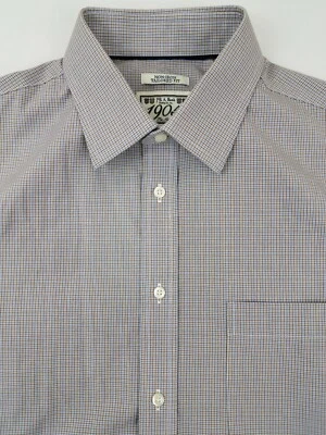 Camisa de algodón Jos A Bank 1905 sin hierro ajuste a medida marrón a cuadros manga larga 16  Foto 1 de 4