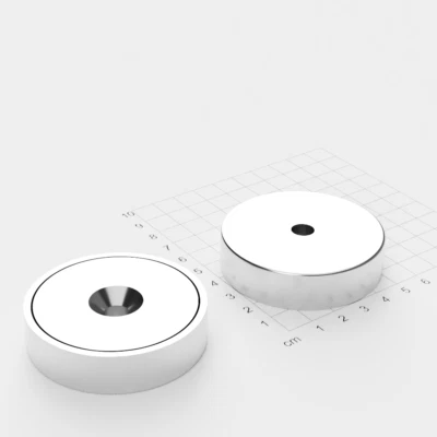 MAQNA Topfmagnet mit Bohrung und Senkung, D=60 mm, H=15 mm, Bohrung 8.5, Grade N52