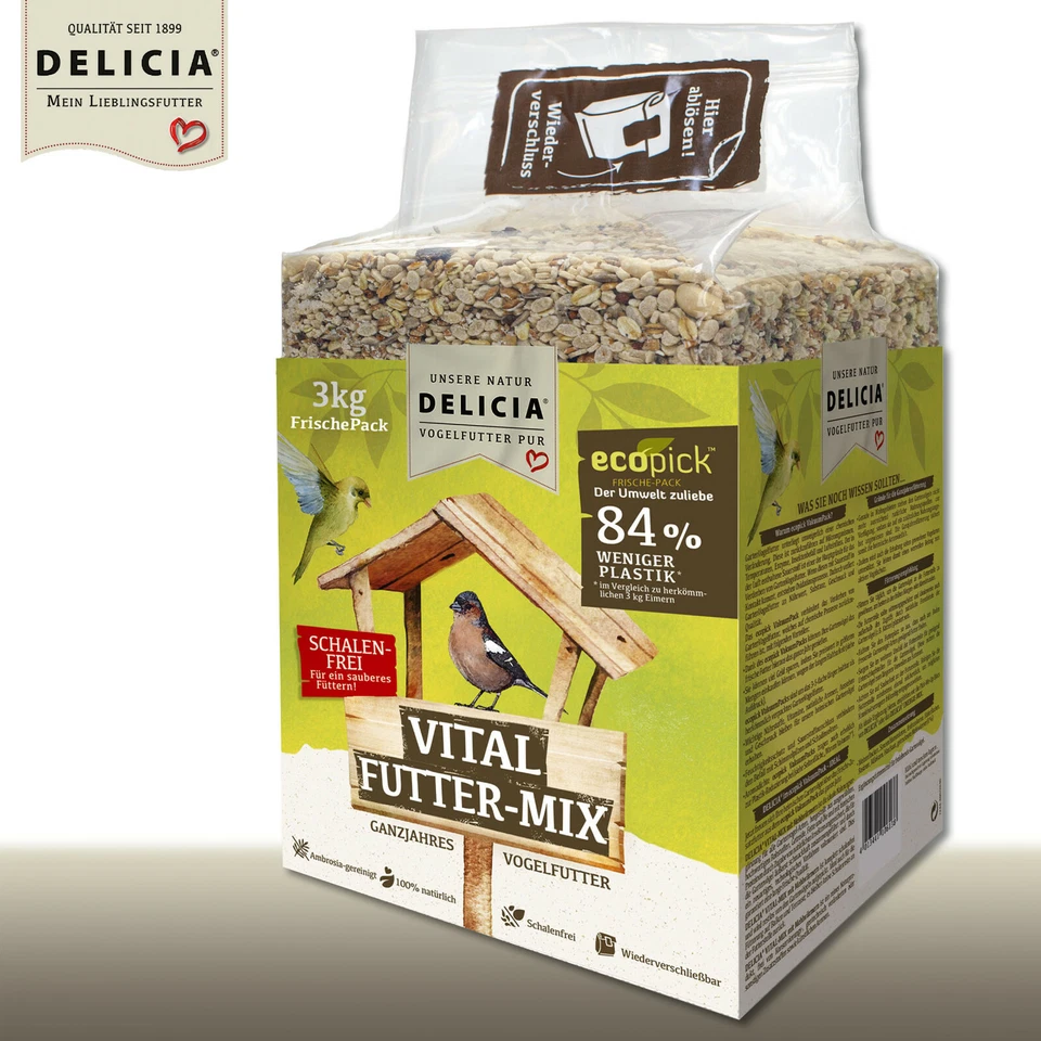 Delicia 3 kg Vital Futter-Mix Picknic ecopick Ganzjahresfutter Gartenvögel