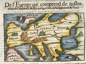 EUROPE 1568 SEBASTIAN MUNSTER UNUSUAL ANTIQUE ENGRAVED MAP 16TH CENTURY - Picture 1 of 3
