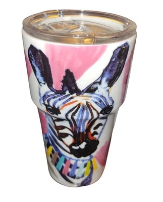 Travel Cup Mug Ceramic 13oz. Double Wall  Zebra  w/Lid - Image 1 of 4