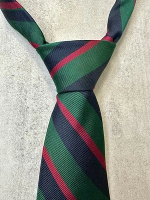 Corbata Brooks Brothers Makers Seda Rayas 3 x 56 Repp Rojo Verde Años 60 70 Inglaterra Foto 1 de 3