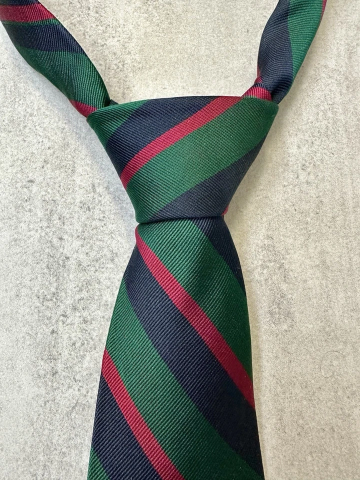 Corbata Brooks Brothers Makers Seda Rayas 3 x 56 Repp Rojo Verde Años 60 70 Inglaterra Foto 1 de 3