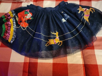 Mini Falda Boden Giro Tul Papá Noel Reno Navidad Vacaciones Lentejuelas 5 6 Arco Iris Foto 1 de 4