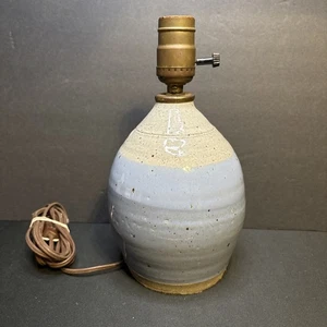 VINTAGE STUDIO ART POTTERY GLAZED HAND CRAFTED BLUES & Brown  TABLE LAMP 10” - Picture 1 of 5