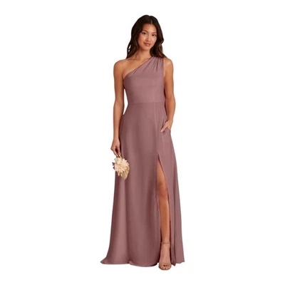 Maxi Vestido Gris Pájaro Un Hombro Rosa Malva Dama de honor Vestido Formal S Foto 1 de 4