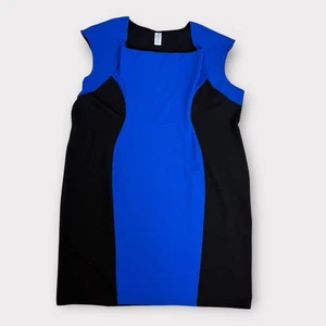 Vestido Vaina Avon Talla 3X Azul Cobalto Negro Reloj de Arena Ilusión Tejido Elástico - Imagen 1 de 7