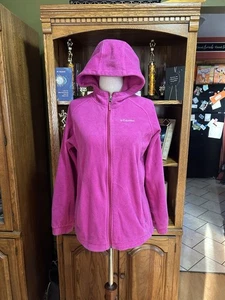 Columbia Girl’s Magenta Fleece Hooded Jacket Size XL - Picture 1 of 6