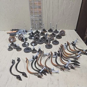 Vintage Drawer Pulls & Knobs Lot 4 Lbs Pat. DES.192.110 Mixed Hardware Brass Or  - Picture 1 of 11