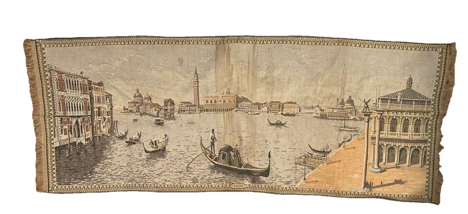 "Tapiz italiano de colección Venecia Venecia Venecia góndolas decoración de pared corredor de mesa 51 x 19""" Foto 1 de 4