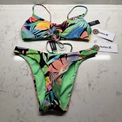 Hurley Paradises Bralette Top Paradises RVSB Cheeky Scoop BTM Women's Size S - Image 1 of 4