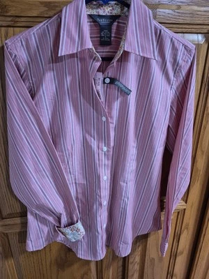 Van Heusen женщин sz S рубашка, в полоску, длинным рукавом, морщин бесплатно новый с Ярлыками - Изображение 1 из 4