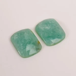 Par de piedras preciosas amazonita de 20 quilates 18x14x5 mm corte radiante verde translúcido facetado - Imagen 1 de 5
