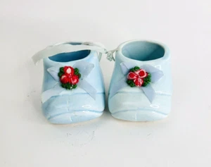 Vintage Ceramic Pair Baby Shoes Blue Booties Toma 2 1/2"L x 1 1/2"W - Picture 1 of 6