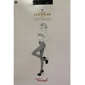 Triumph Legwear Gloss 15 Tights Pantyhose Sheer Gloss Black Size M - Picture 1 of 2