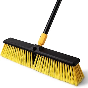 18 Inch Push Broom Heavy-Duty Outdoor Commercial Broom Brush Stiff Bristles for - Picture 1 of 11