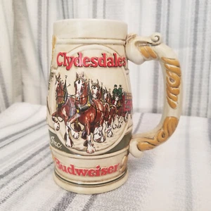 Taza vintage Budweiser Clydesdales 1983 Beer Stein Ceramarte Brasil - Imagen 1 de 11