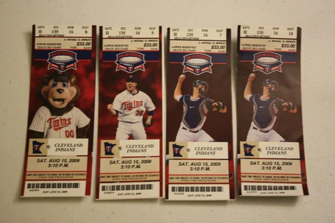 Minnesota Twins Ticket Stub | August 15 2009 | Joe Mauer HR Jeff Manship Debut Cover