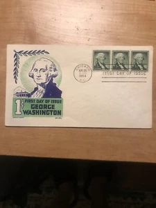First Day Of Issue 1 Cent George Washington Stamps And Envelope - Picture 1 of 4