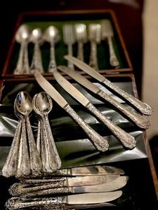 1875 Era Complete Setting For 12 - WM Rodger's & Son Silverware Flatware - Picture 1 of 12