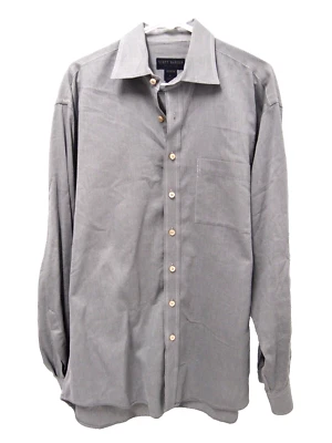 Scott Barber Mens Shirt L Grey Striped Long Sleeve Button 100% Cotton - Image 1 of 4